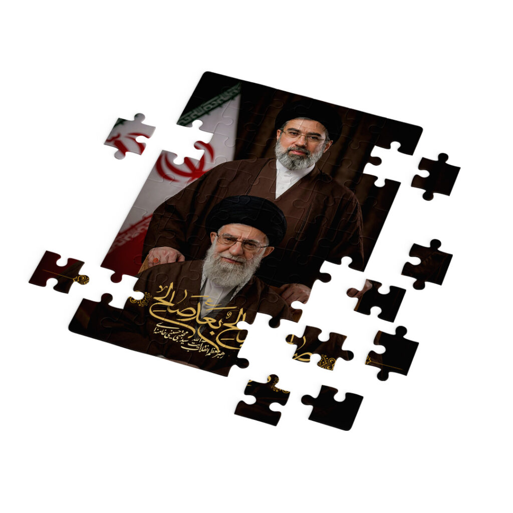 پازل چوبی رهبر شهید و سید مجتبی خامنه‌ای کد PZ132